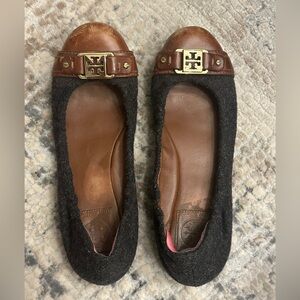 Tory Burch dark grey and Brown flats size 9